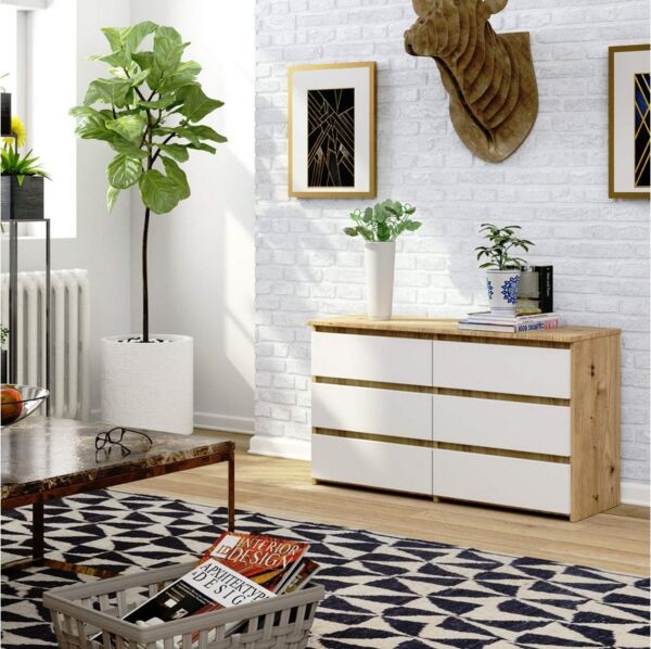 Raumhirsch Furniture Kommode 6 Schubladen Kommode - Elegant & Pflegeleicht - Sideboard, (viele Farbvarianten - Maße: 100 x 57 x 35 cm) - Hochwertig & stabil