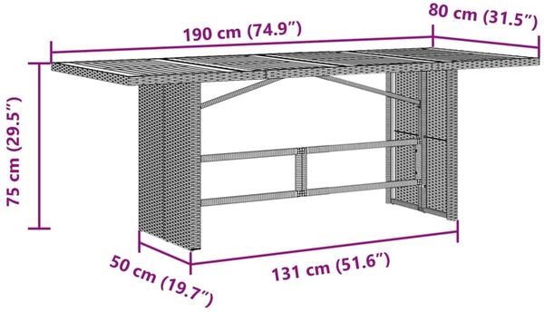 vidaXL Gartentisch mit Akazienholz-Platte Grau 190x80x75cm Poly Rattan 365601 Bild 11