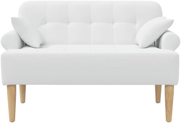 vidaXL Zweisitzer mit Knopfheftung Weiß 120 x 65 x 79 cm Stoff 42041819 Bild 3