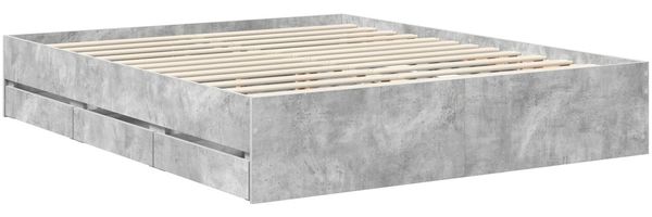 vidaXL Bettrahmen mit Schubladen Betongrau 160 x 200 cm Holzwerkstoff 3412167 Bild 6