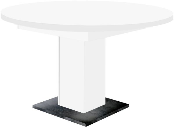 Mäusbacher Kulissentisch rund ausziehbar bis 144cm, weiss / schwarzstahl - 104/144x76 (D/BxH)