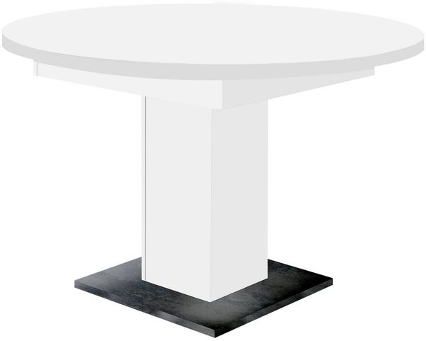 Mäusbacher Kulissentisch rund ausziehbar bis 144cm, weiss / schwarzstahl - 104/144x76 (D/BxH)