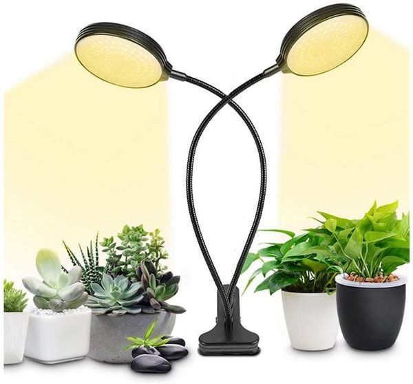 Rosnek Pflanzenlampe 1/2/3/4 Köpfe, dimmbar, ein Clip, Timer, für Zimmerpflanzen, Sonnenähnliches Sonnenlicht Vollspektrum (4000K), sonnenähnliches Vollspektrum