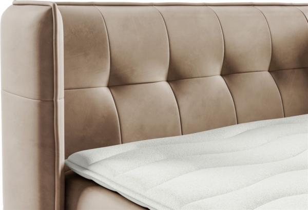 Boxspringbett Bett Schlafzimmerbett 180x200cm GENET Stoff Matt Velvet Graubeige Bild 4