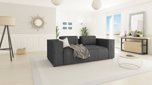 S-Style Möbel 2-Sitzer Sofa Renne aus Cord mit weichem Sitz, 2-Sizer Sofa 1 Teile, mit Wellenfederung