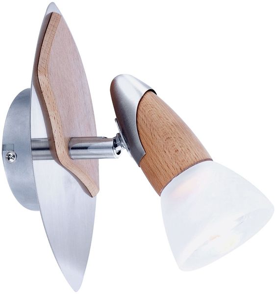 RGB LEDWandlampe Holz, beweglicher Spot, H 20 cm, LORD II