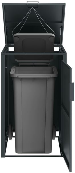 STEELSØN 'Thoria' Mülltonnenbox 1er je 240 Liter, anthrazit, Mülltonnenverkleidung aus Stahl, wetterfest, 116x80x69 cm, Müllbox für 1 Tonne Bild 9