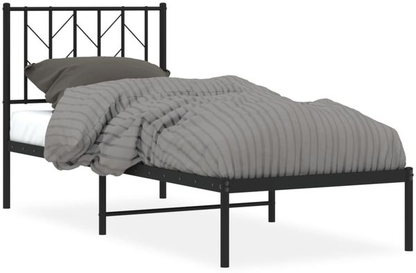 Einzelbettgestell Design für Erwachsene mit Kopfteil Metall Schwarz 75x190 cm d2756e