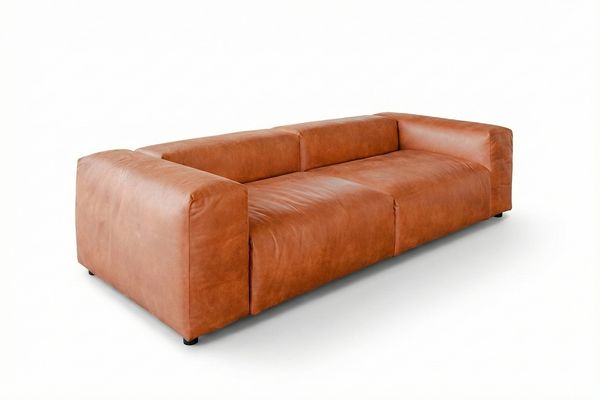 KAWOLA Sofa MIA Modulares Sofa 6-tlg. Lederfaserstoff cognac 72 x 120 x 306 cm Bild 3