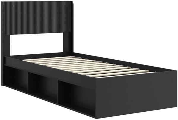 vidaXL Bettgestell mit Stauraum und Kopfteil Schwarz 90 x 190 cm 3414260 Bild 4