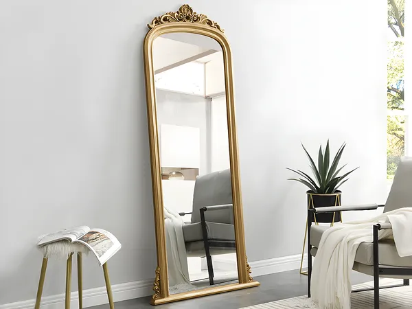 Vente-unique - MERRY Spiegel Holz, Platte Goldfarben - B 5 cm x H 180 cm x L 80 cm