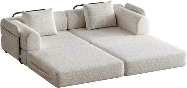Sofa Schlafsofa Chenille in Khaki mit Armlehnen-Ablagefach und Schlafoption,69.8x183.8x91.4 cm Bild 8