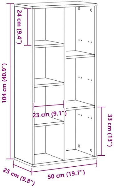 vidaXL Bücherregal Schwarz Eichen-Optik 50x25x104 cm Holzwerkstoff 862470 Bild 11