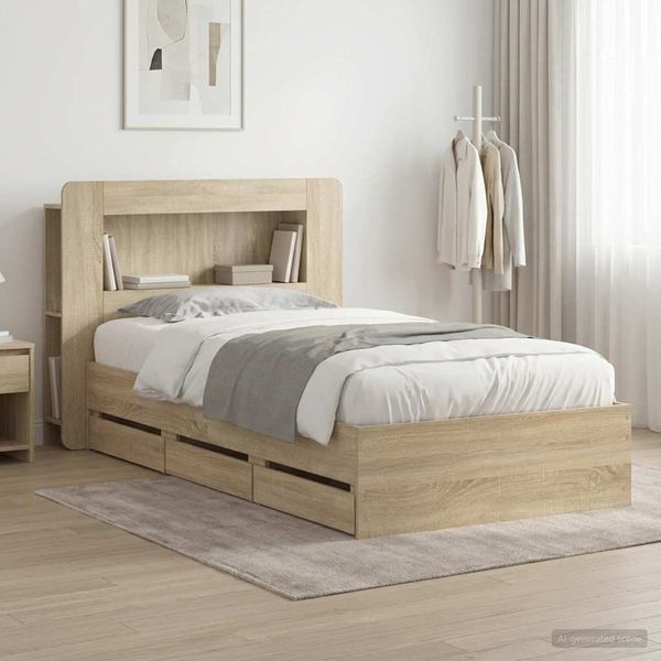 vidaXL Bettgestell mit Stauraum Sonoma-Eiche 75x190 cm Holzwerkstoff 3433995
