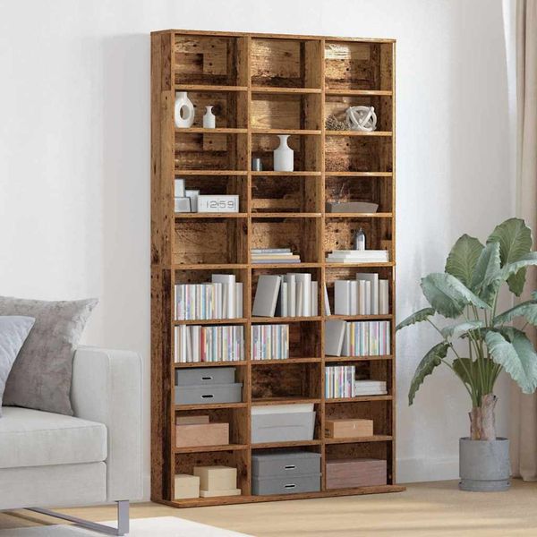 vidaXL CD Regal mit Regal Altholz 101 x 23 x 177,5 cm Holzwerkstoff 3329340