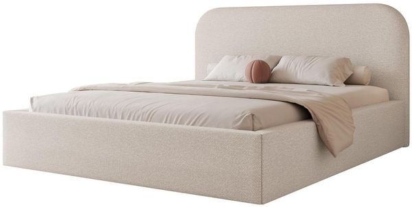 Compleo Polsterbett Designerbett, abgerundetes Kopfteil BAVARO, Polsterbett mit Bettkasten