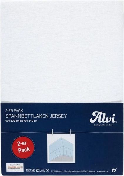 Alvi Spannbettlaken Jersey 2er Pack 70x140, weiß/weiß