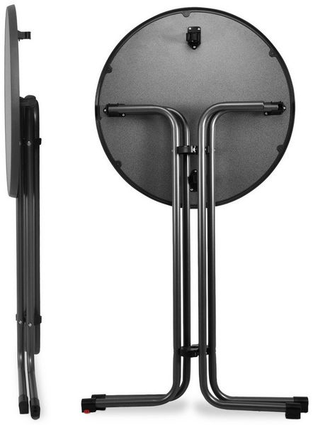 Beautissu Stehtisch klappbar 60 cm Grau Bellini – Kratzfest Stabil Wetterbeständig – Stehtische Outdoor Bistrotisch Rund leichte Montage Halterung vormontiert – Biertisch Partytisch Klappbar Bartisch