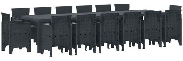 vidaXL Garten Essgruppe 15 pcs Anthrazit Polt Rattan 3378634