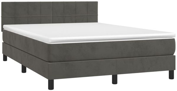 vidaXL Boxspringbett mit Matratze & LED Dunkelgrau 140x190 cm Samt 3134400 Bild 4