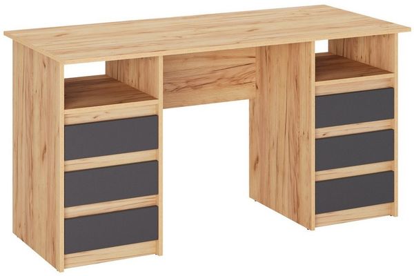 KOMTO Schreibtisch Oslo 140 Schreibtisch mit Schubladen Moderner Bürotisch, Computertisch Arbeitstisch PC-Tisch Kinderschreibtisch 140x60x74 cm