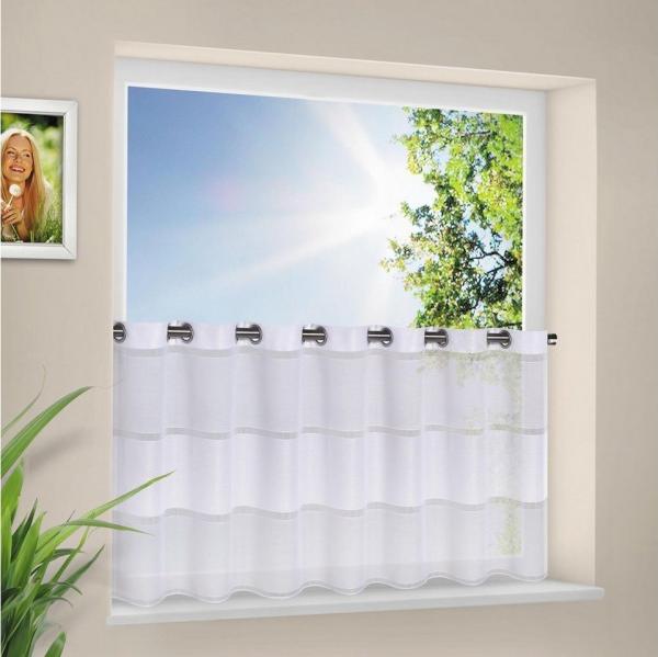 Happy Home Scheibengardine HARLOTTA, Ösen (1 St), transparent, HxB: 53x140, Webware "Made in Germany"