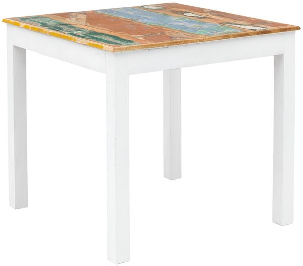 Esstisch Holz massivum Perth 80x80 cm quadratisch recyceltes Hartholz weiß bunt Shabby Chic Landhausstil Küchentisch Esszimmermöbel