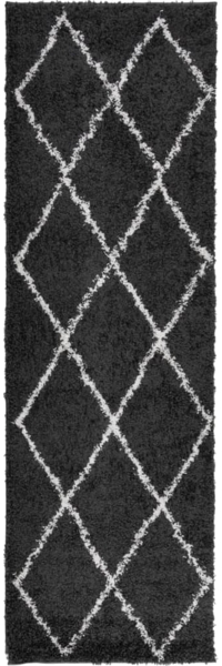 vidaXL Shaggy-Teppich PAMPLONA Hochflor Modern Schwarz Creme 80x250 cm 375407