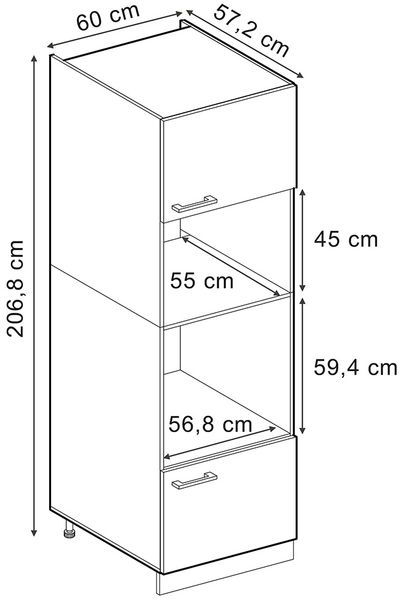Mikrowellenschrank R-Line Schwarz Hochglanz 60 cm Vicco Bild 3