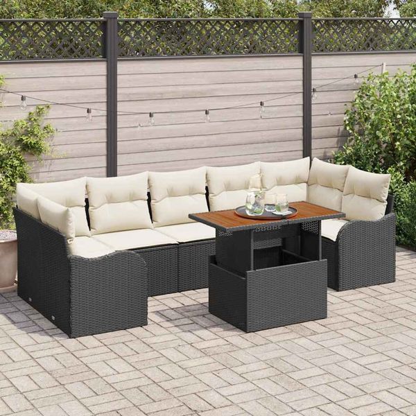vidaXL Garten-Sofa-Set mit Speicher 8 pcs Schwarz Poly Rattan 3358161
