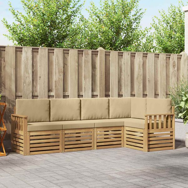 vidaXL Outdoor-Sofagarnitur 5 pcs Weiß und Beige 247 x 128,5 x 73 cm 3391828