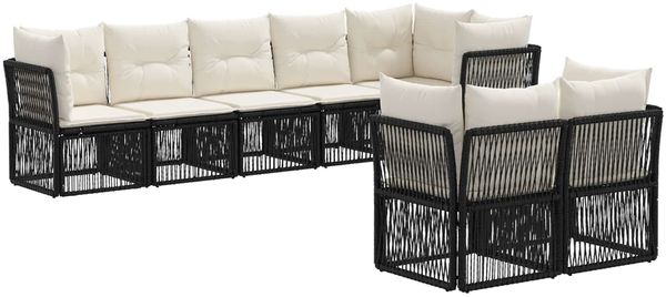 vidaXL Gartensofa-set 8 pcs Schwarz Poly-Rattan 3434284