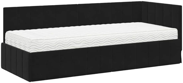 vidaXL Eckbettgestell mit Matratze Schwarz 80 x 200 cm Samt 3393843