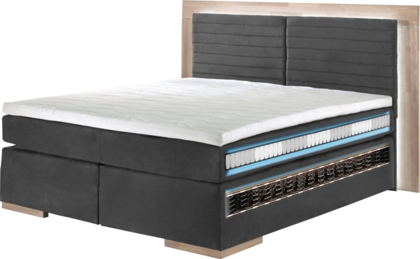 Places of Style Boxspringbett Cup, mit LED-Beleuchtung, Massivholzrahmen und Topper, in 2 Härtegraden Bild 3