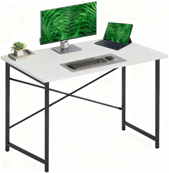 DUMOS Schreibtisch Computertisch Bürotisch mit Kopfhörer Halter und Aufbewahrungstasche Kleiner Schreibtisch Arbeitszimmer Holz PC Tisch Officetisch für Home Office