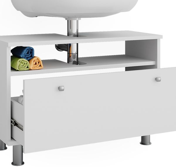 Waschbeckenunterschrank Fynn Weiß 80.2 x 54 cm mit Schublade Vicco Bild 6