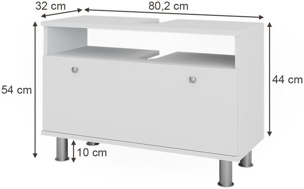 Waschbeckenunterschrank Fynn Weiß 80.2 x 54 cm mit Schublade Vicco Bild 3