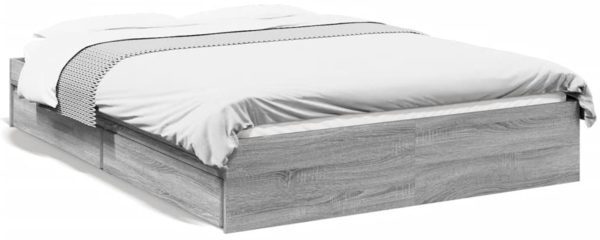 vidaXL Bettgestell mit Schubladen Grau Sonoma 120x200 cm Holzwerkstoff 3280669