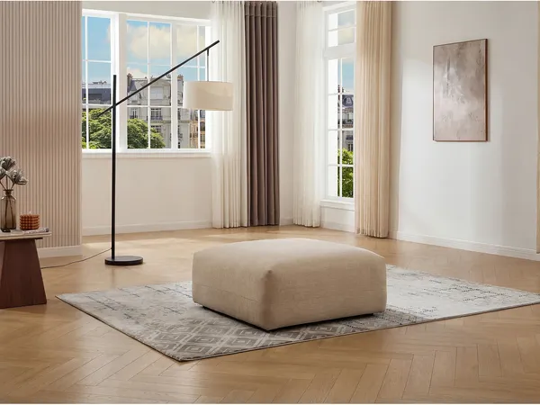 Vente-unique - MIBASTO Pouf StoffStoff Beige - B 94 cm x H 45 cm x L 94 cm