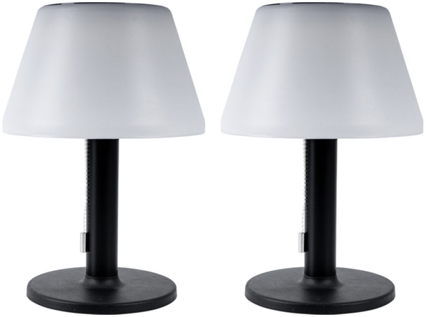 2er Set LED Solar Tischlampe, schwarz weiß, 3 Stufen, H 28 cm