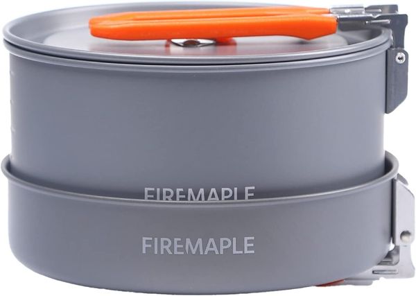 LA CUTE Topf-Set Outdoor Camping-Kochgeschirr-Set Trekking Wandern Picknick, Eloxiertes Aluminium (Komplettes Camping-Kochgeschirr-Set mit Topf, Pfanne, Wasserkocher, 9-tlg, Kompaktes Outdoor-Kochgeschirr-Set für 1-3 Personen, stapelbar), Platzsparende...