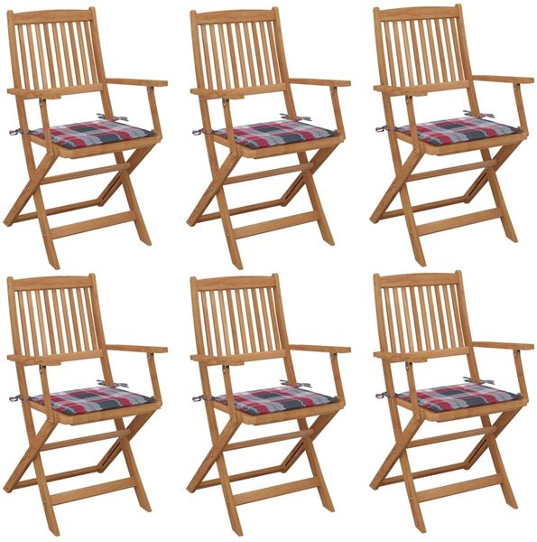 vidaXL Klappbare Gartenstühle 6 Stk. mit Kissen Massivholz Akazie 3065474