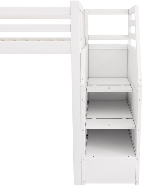 Hochbett mit Lattenrost, Rausfallschutz, Treppe und Rutsche, 90x200 cm, Kinderbett, Jugendbett, Kiefer Bild 9