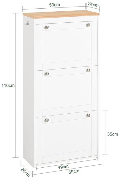 SoBuy FSR144-WN Schuhschrank, MDF, Lackiert, Weiß, 53 x 116 x 24 cm Bild 3