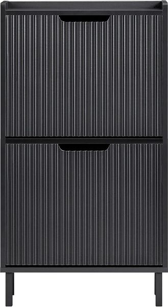 SoBuy FSR177-SCH Schuhschrank, MDF, Lackiert, Schwarz, 50 x 130 x 19 cm