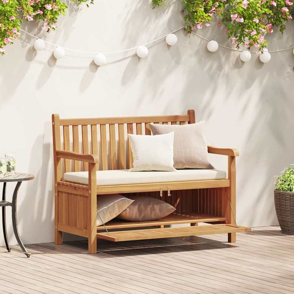 vidaXL Gartenbank mit Speicher 114 x 60 x 90 cm Massivholz Teak 42001959