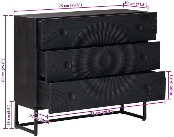 vidaXL Schubladenschrank mit Schubladen Schwarz 75 x 30 x 65 cm 42020084 Bild 11