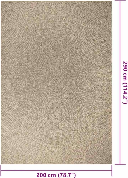 vidaXL Teppich ZIZUR Beige 200x290 cm Jute-Optik Indoor und Outdoor 4010411 Bild 8