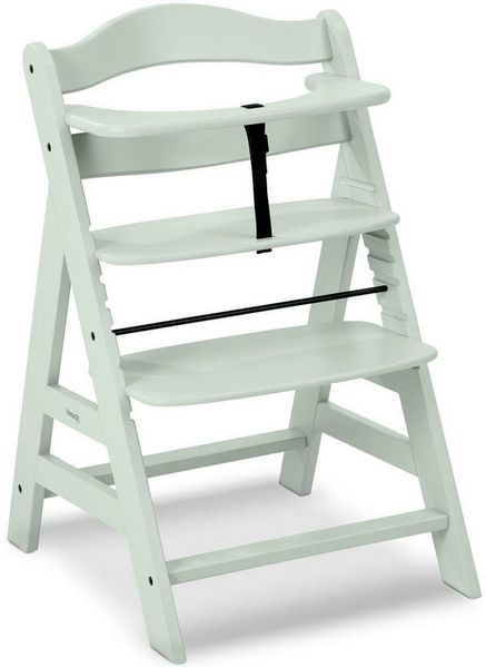 Hauck Kinder Hochstuhl Alpha+ - Mitwachsender Holz Babystuhl (FSC zertifiziert), Kinderhochstuhl ab 6 Monate, verstellbar, mit Schutzbügel, Schrittgurt und 5-Punkt-Gurt - Mint