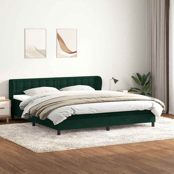vidaXL Boxspringbett mit Matratzen Dunkelgrün 180x220 cm Samt 3317916